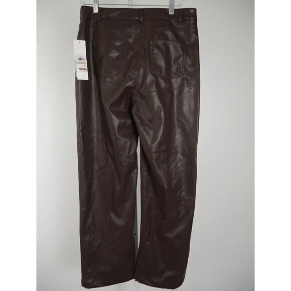 Calvin Klein Women's Faux Leather Straight Leg Pants 12 - Picture 3 of 10
